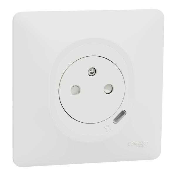 Combi 2P+T affl + USB-C Blanc